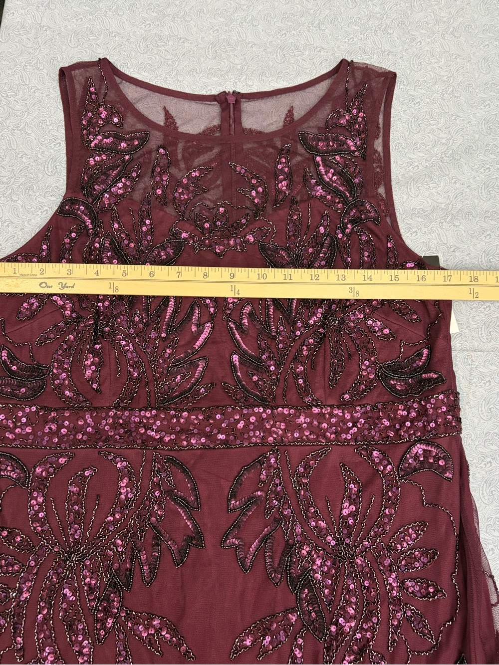 Adrianna Papell Burgundy Sequin Beaded Dress - Picture 8 of 13